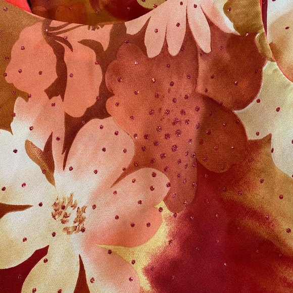 Jessica Howard Glittered Floral Slip-on Dress Size M Orange - Picture 3 of 4